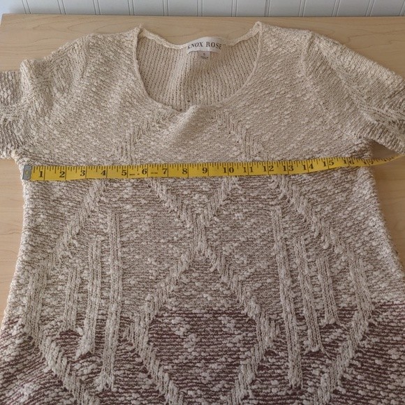 Knox Rose Ombre Cream Tan Rose Striped Knit Scoop Neck Side Slit‎ Sweater Small - Picture 13 of 13